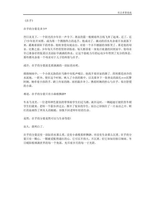 满分作文《在乎》