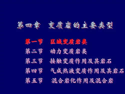 变质岩石学第四章  变质岩的主要类型区域变质岩类