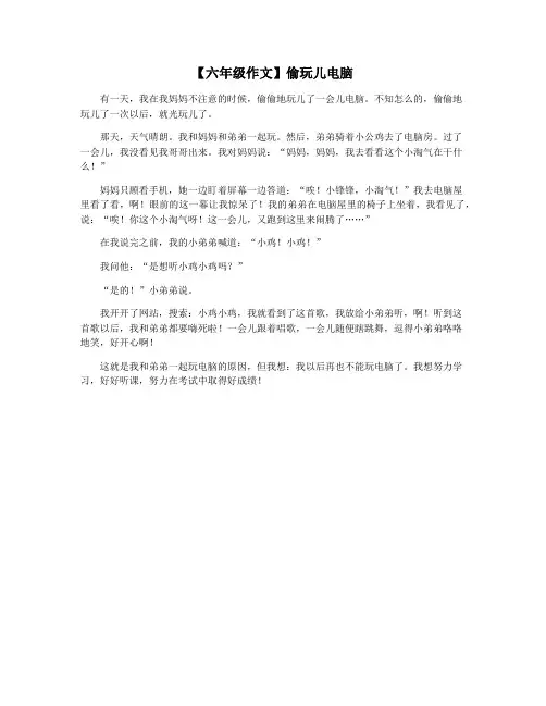 【六年级作文】偷玩儿电脑