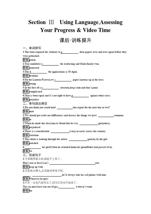 人教版高中英语选择性必修第三册UNIT5 Section Ⅲ 练习含答案