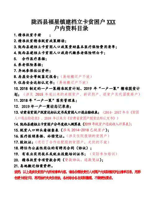 最新建档立卡贫困户户内清单目录12.6(2)