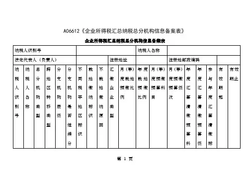 《企业所得税汇总纳税总分机构信息备案表》
