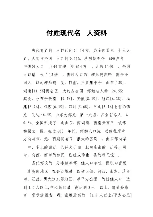 付姓现代名人资料（2）