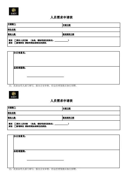 用人需求申请表
