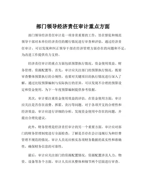 部门领导经济责任审计重点方面