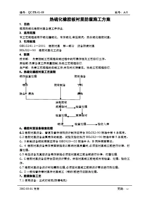 热硫化橡胶衬里防腐施工方案doc
