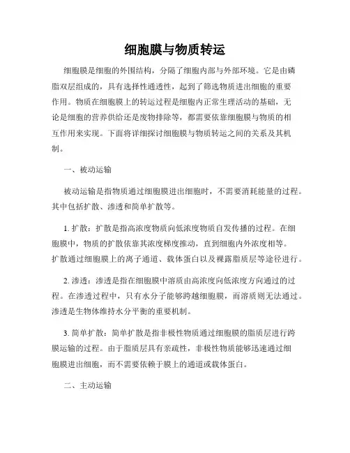 细胞膜与物质转运