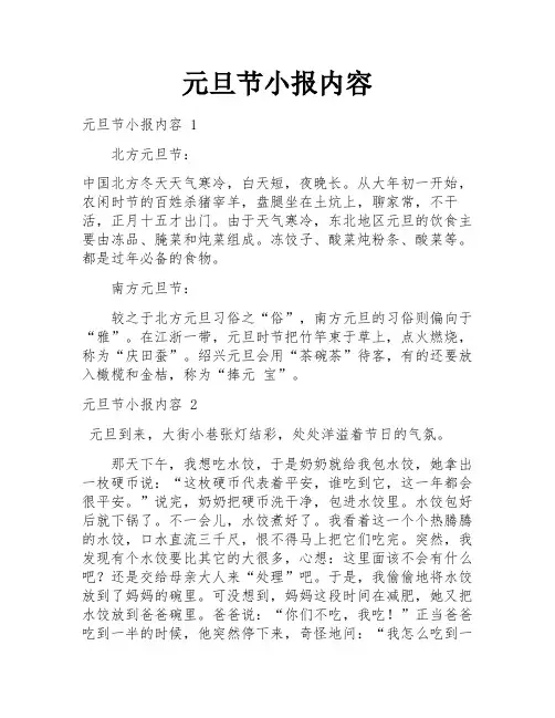 元旦节小报内容