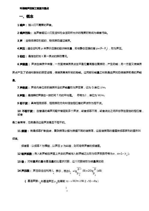 环境噪声控制工程温习重点