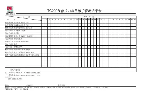097-TC200R数控冲床日维护保养记录卡