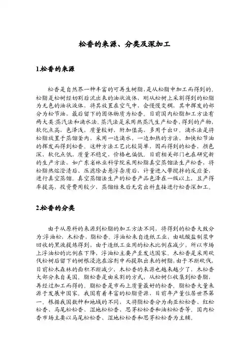 松香的来源、分类及深加工
