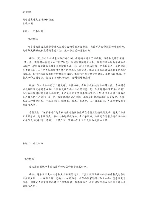 高考历史通史复习知识梳理