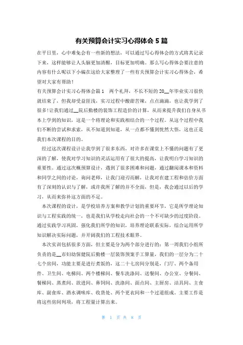 有关预算会计实习心得体会5篇