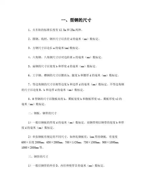 常用型钢规格表