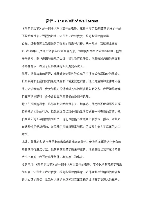 影评 - The Wolf of Wall Street