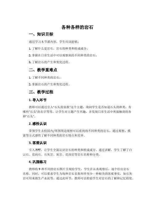 9.各种各样的岩石-粤教粤科2001版四年级科学上册教案