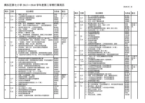 揭东区第七小学2015-2016年第二学期行事周历