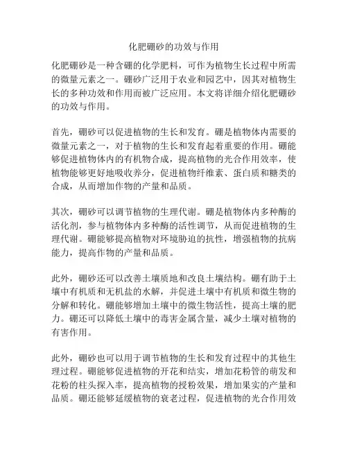 化肥硼砂的功效与作用