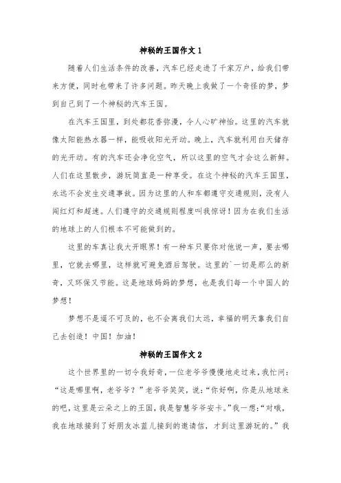 神秘的国王作文