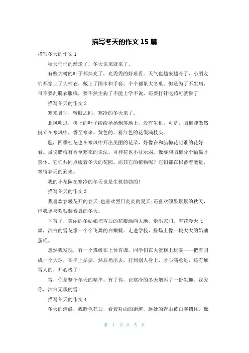 描写冬天的作文15篇