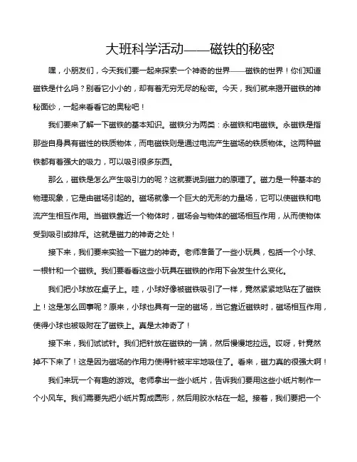 大班科学活动——磁铁的秘密
