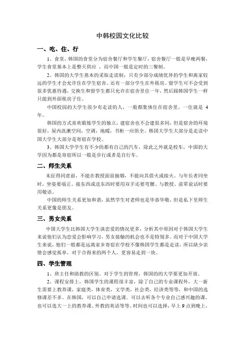 中韩校园文化比较