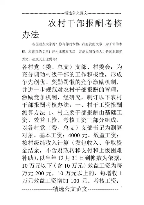 农村干部报酬考核办法_0