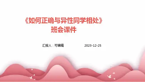 健康主题班会 《如何正确与异性同学相处》班会课件