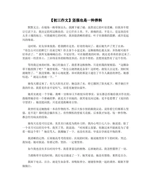 【初三作文】坚强也是一种养料