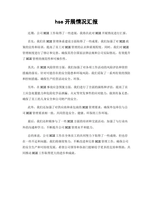 hse开展情况汇报