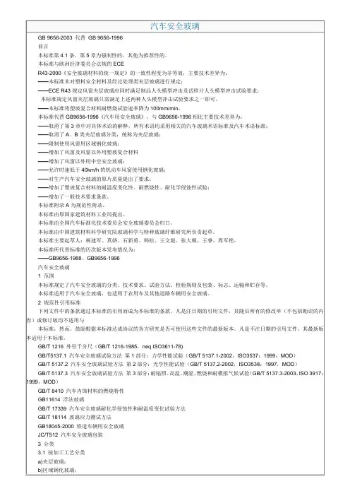 9656-2003汽车安全玻璃