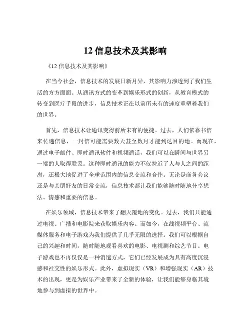 12信息技术及其影响