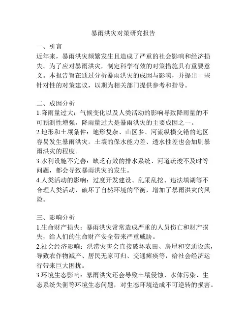 暴雨洪灾对策研究报告