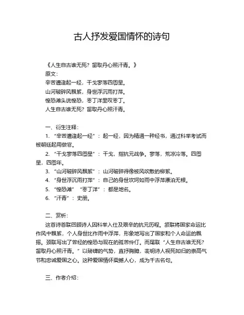 古人抒发爱国情怀的诗句
