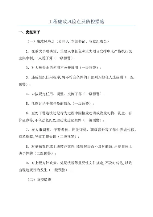 工程廉政风险点及防控措施