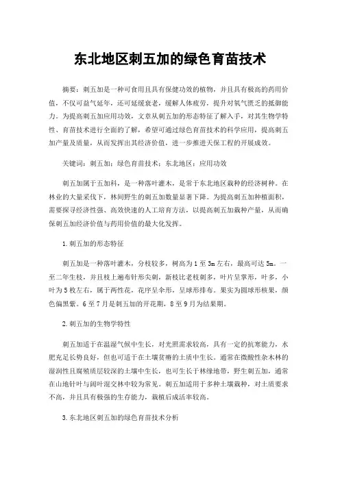东北地区刺五加的绿色育苗技术
