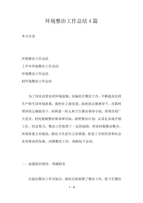 环境整治工作总结4篇