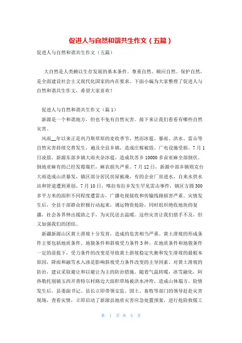 促进人与自然和谐共生作文(五篇)