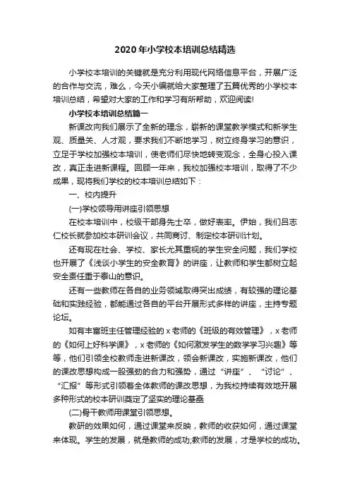 2020年小学校本培训总结精选