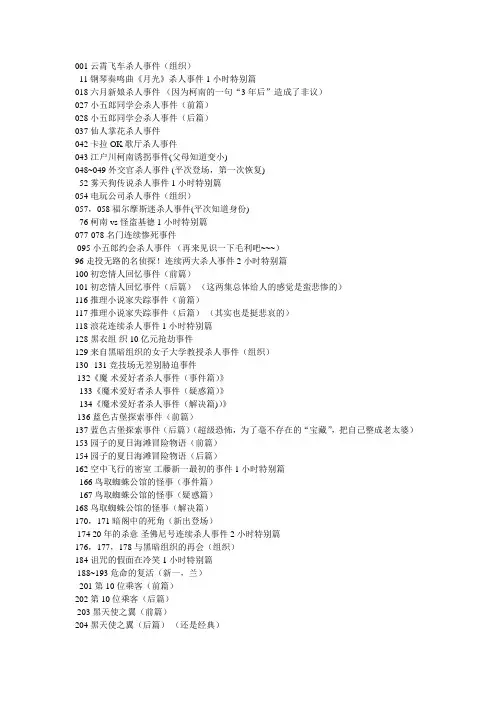 名侦探柯南必看集数!1~700集(主线、平次、Kid、哀、组织...全列表式罗列)