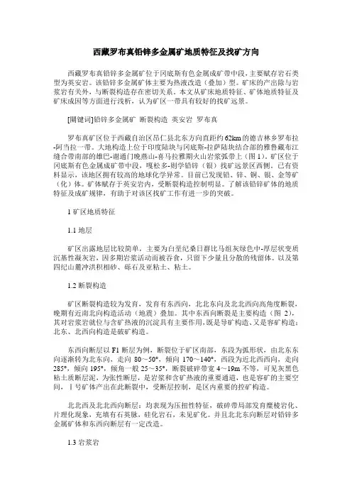 西藏罗布真铅锌多金属矿地质特征及找矿方向