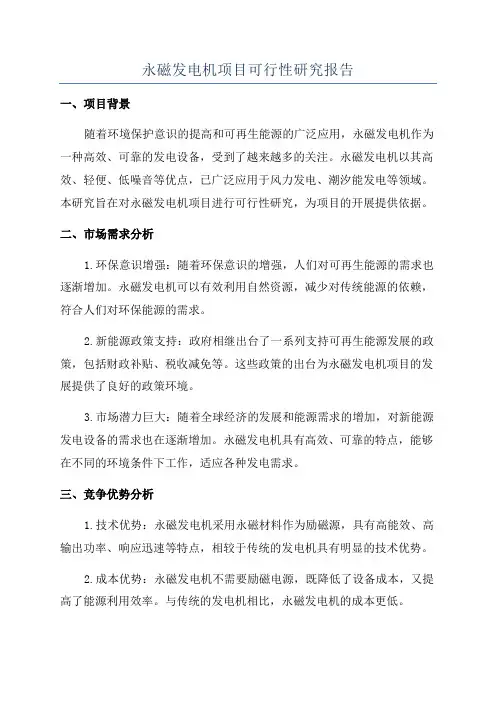 永磁发电机项目可行性研究报告