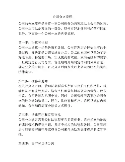 公司分立流程