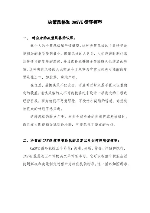 职业生涯规划课作业——决策风格和CASVE循环模型