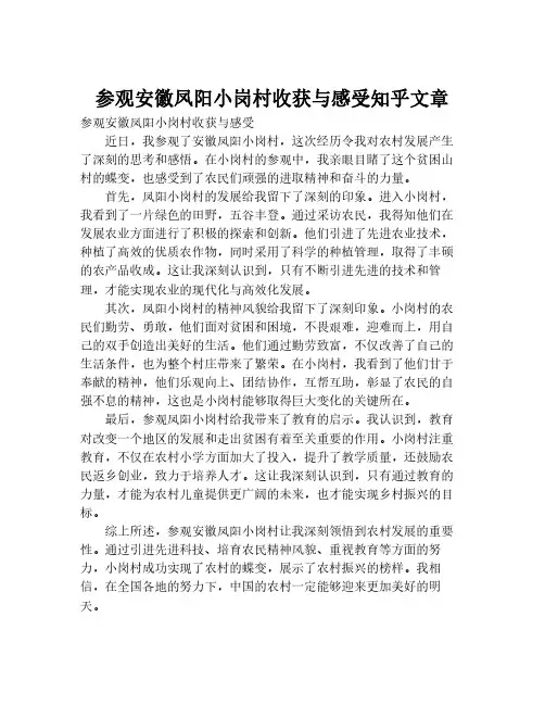 参观安徽凤阳小岗村收获与感受知乎文章