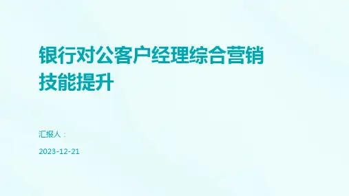 银行对公客户经理综合营销技能提升