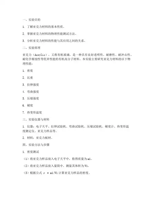 亚克力实验报告