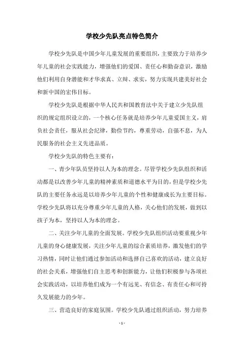 学校少先队亮点特色简介