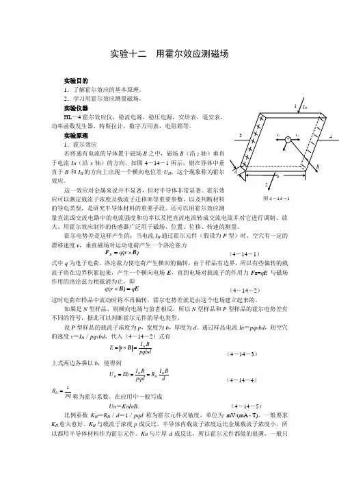 实验十二  用霍尔效应测磁场