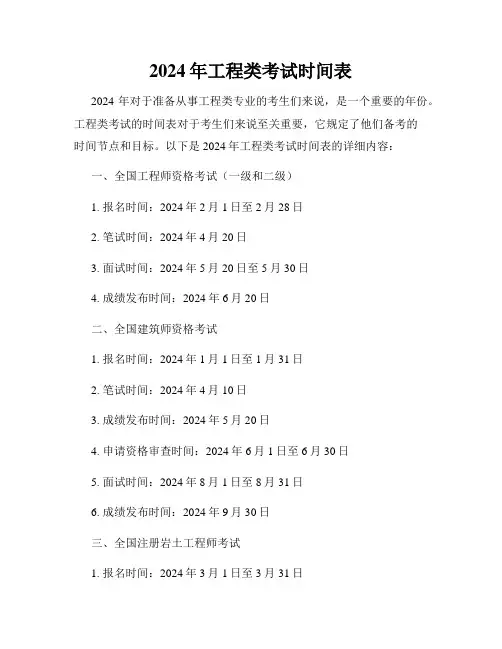 2024年工程类考试时间表